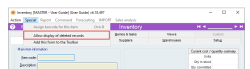 Allow display of deleted records menu is located as a drop down of the Special menu.